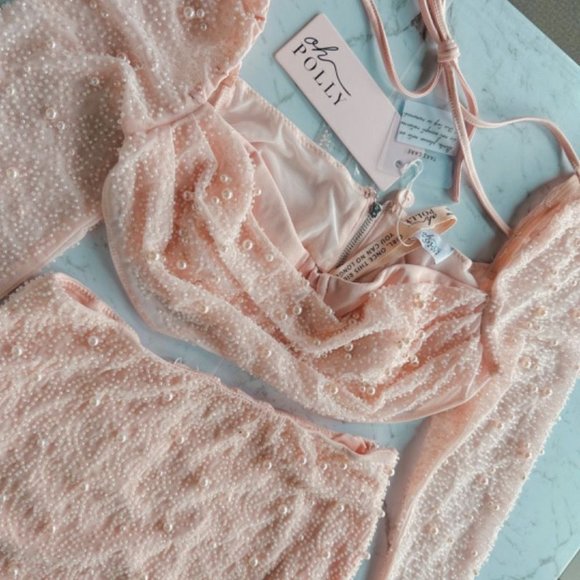 BNWT Oh Polly pink blush pearl coord set -  size8 - Picture 3 of 7